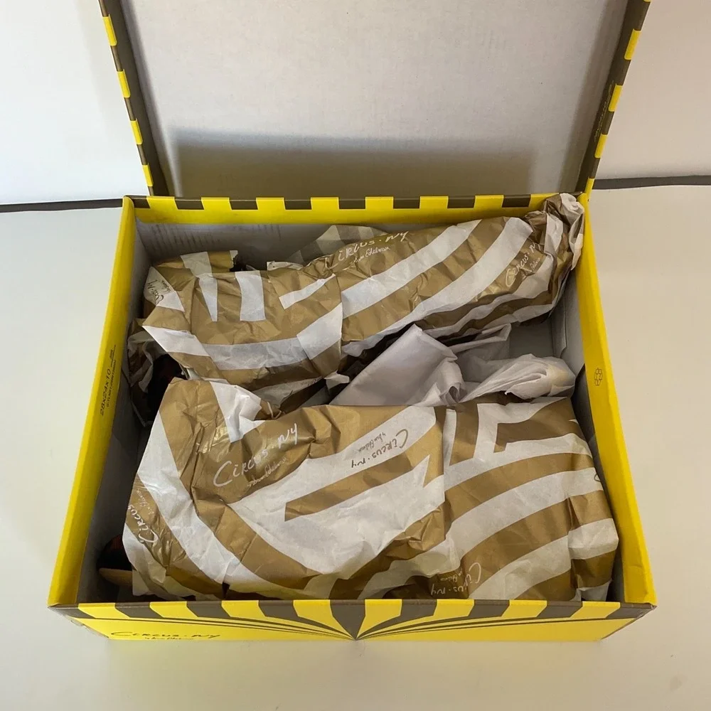 Circus NY by Sam Edelman Della Strappy Chunky Block Heel Natural Leopard Sz 7 - Picture 6 of 12